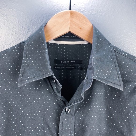 Microdot Dark Grey Button Down Shirt - Picture 2 of 4